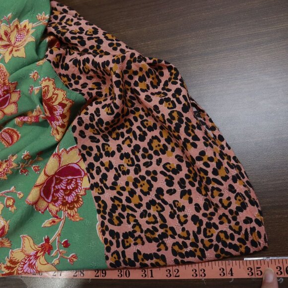 Kachel X Anthropologie Leopard Floral Kimono Womens OS Green Boho Eclectic Gypsy - Picture 13 of 16